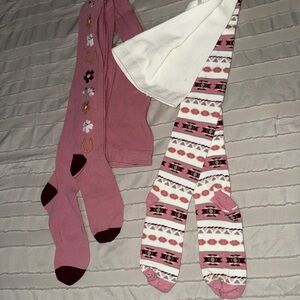 Carter's Pink and White Patterned Kids Tights